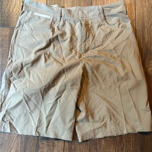 Adidas Tan Flat Front Golf Shorts Lightweight Casual